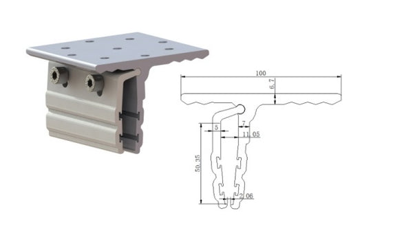 TT Standing Seam Roof Hook (AL6005-T5 and SS304 Bolt) Longline 305
